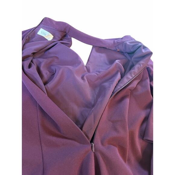 Eliza J Women's Bell Sleeve V-Neck Cut Out Shift Eggplant Dress - Picture 10 of 13